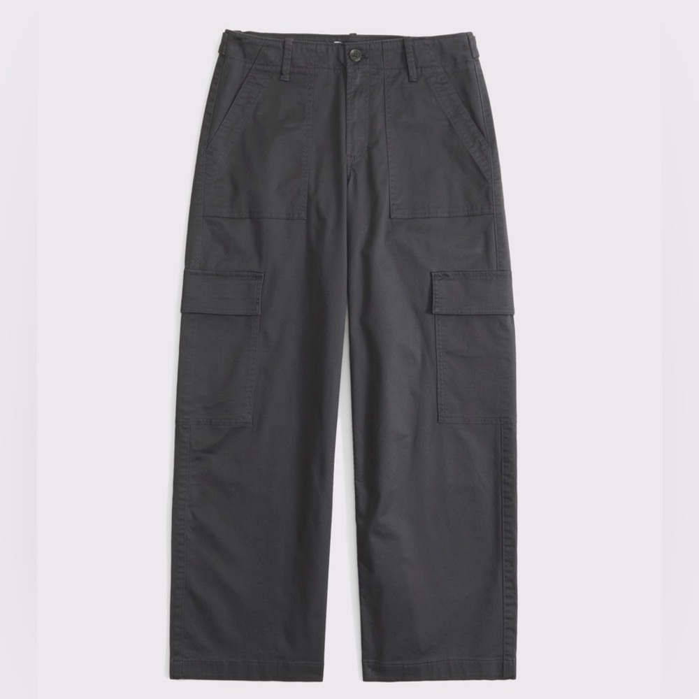 Abercrombie & Fitch Low Rise Loose Cargo Pants Size 34 Short‎ Dark Gray NWT